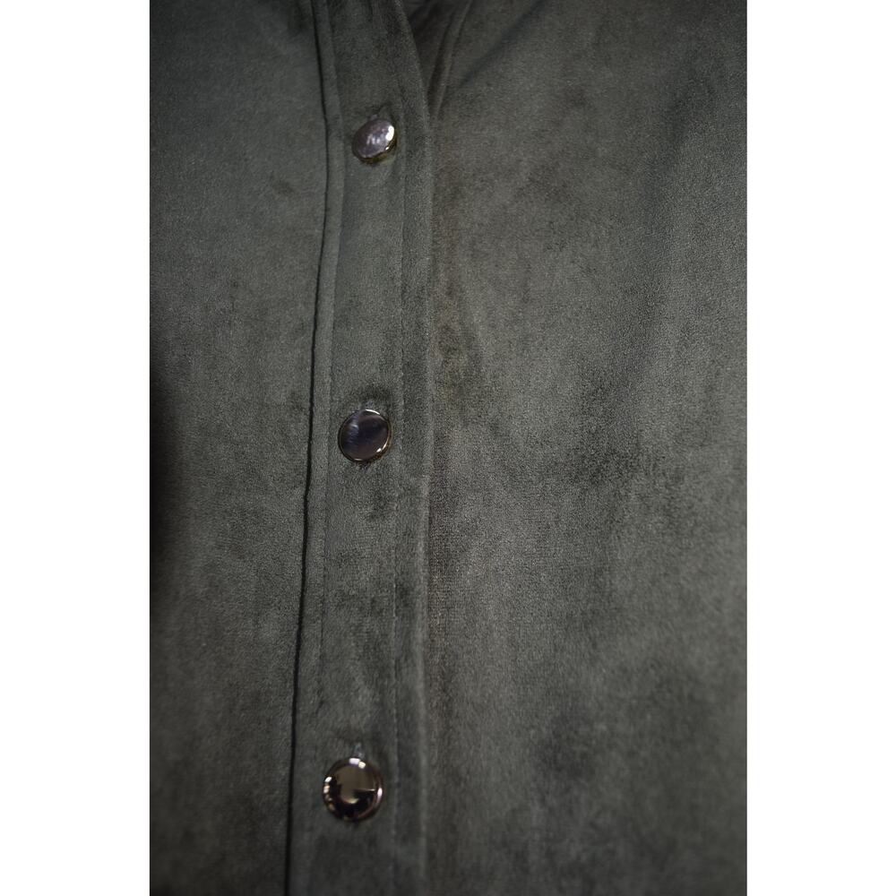 Banana Republic Olive Green Faux Suede Shirt Dress Belted Size 6 - Picture 2 of 4